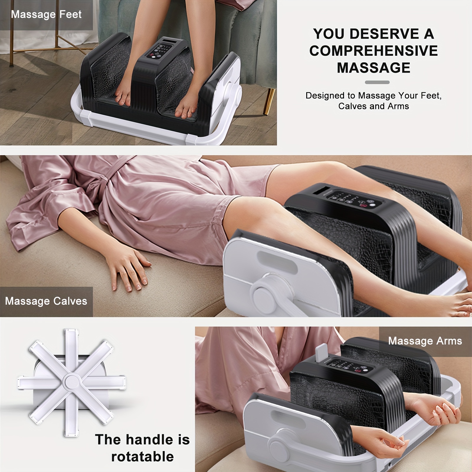 URelax Shiatsu Deep Kneading Massage Foot Massager Machine W Heat Light Gray