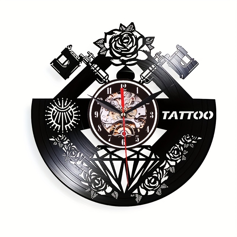 Tattoo studio Vinyl clock Tattoo clock Tattoo machine Tattoo artist gifts