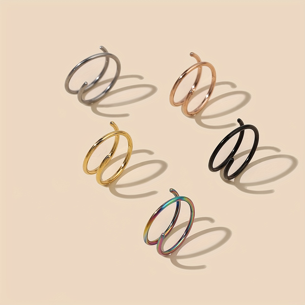 5pcs Double Twisted Nose Ring Set