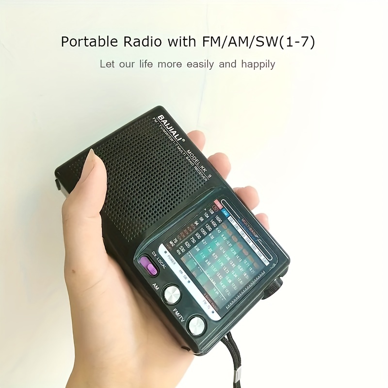 Radio de bolsillo personal AM/FM portátil, radio Walkman con pantalla LCD  de sintonización digital, ajuste de hora del reloj, tarjeta micro SD