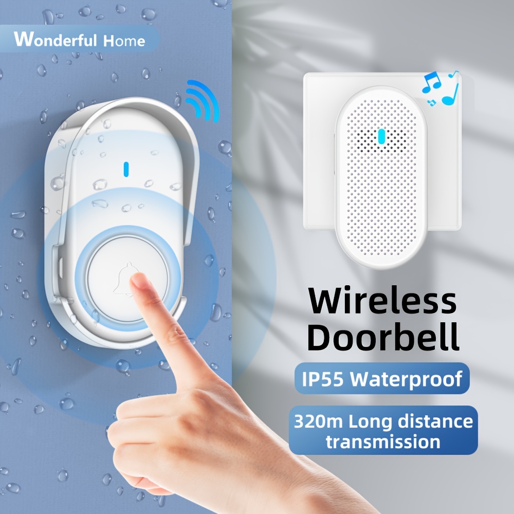 Door Bell for Home Electrical 2 Receiver & 1 Transmitter Wireless Door Bell  Waterproof IP55 Long