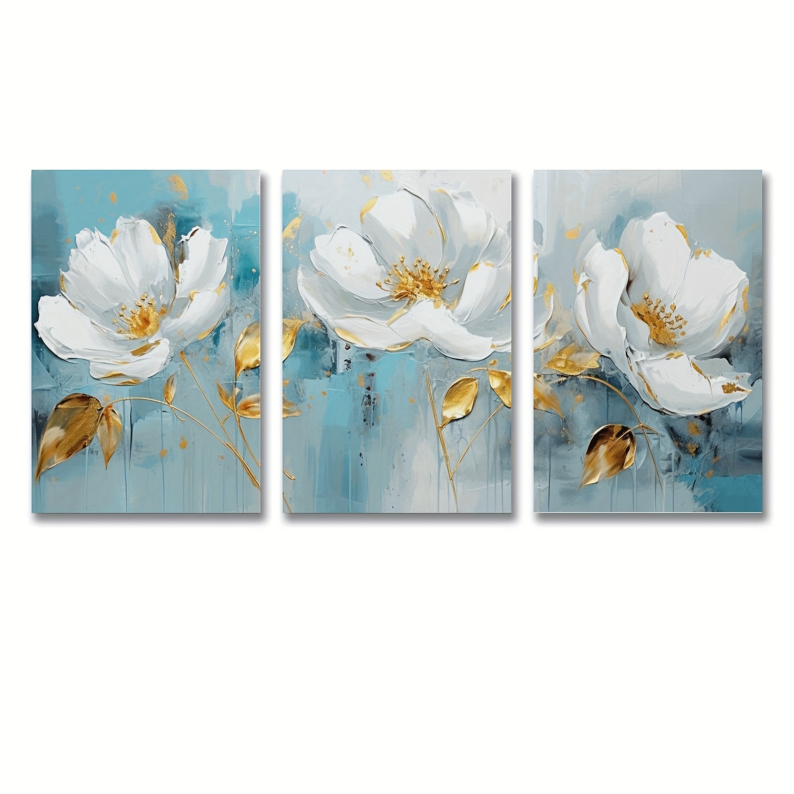  Canvas Wall Art for Living Room, Hello Spring Floral Framed  Wall Art Printed Modern Wall Painting for Bedroom Kitchen Office Decor  Ready to Hang 12x12 Colorful Flowers Rustic Paint Backdrop: Posters