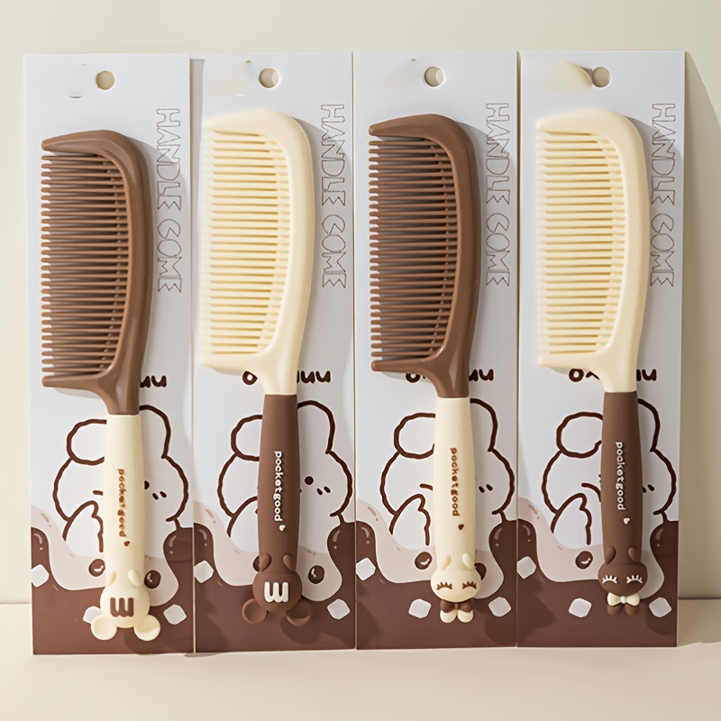 

Cute Cartoon Pattern Hair Comb - Fine-tooth Detangling Brush For All Hair Types, Scalp Massage & Styling Tool With Abs Plastic Handle