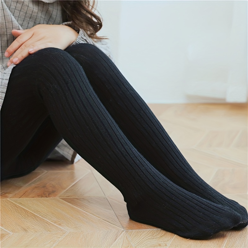 Girls Casual Cute Ribbed Pantyhose Knit Soft Comfortable Breathable Socks  Leggings For Autumn And Spring