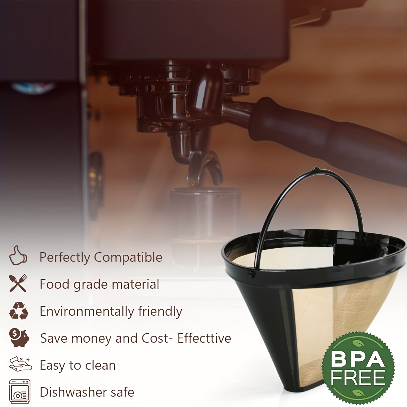 BRIKINTE Reusable Coffee Filter for Ninja Coffee Maker, 4 cone Coffee Maker  Filter #4 for Ninja Dual Brew Coffee Maker Filter Ninja Coffee Bar Brewer