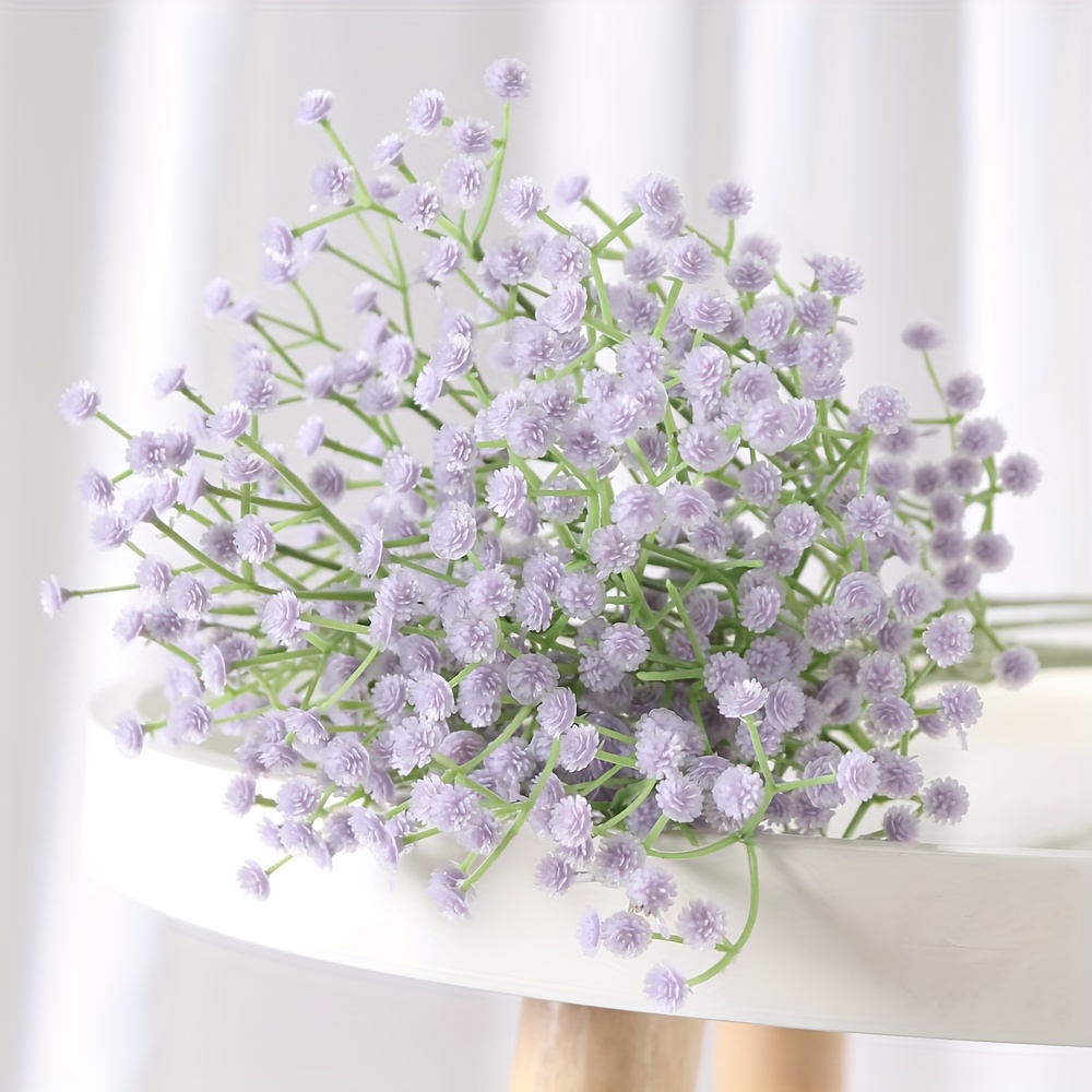 White Purple Artificial Babys Breath Flower Bouquet - Temu