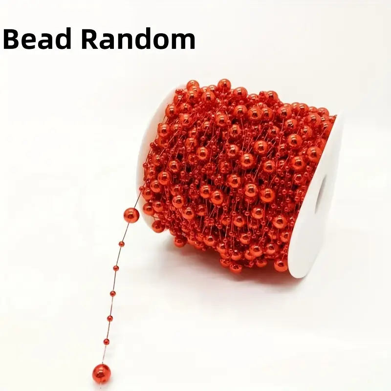 1 Roll, Red Beads Garland For Christmas Tree 99 Feet Plastic Pearl Strands  Chain Beaded Garlands For Indoor Outdoor Home Holiday Décor And Crafts Wedd