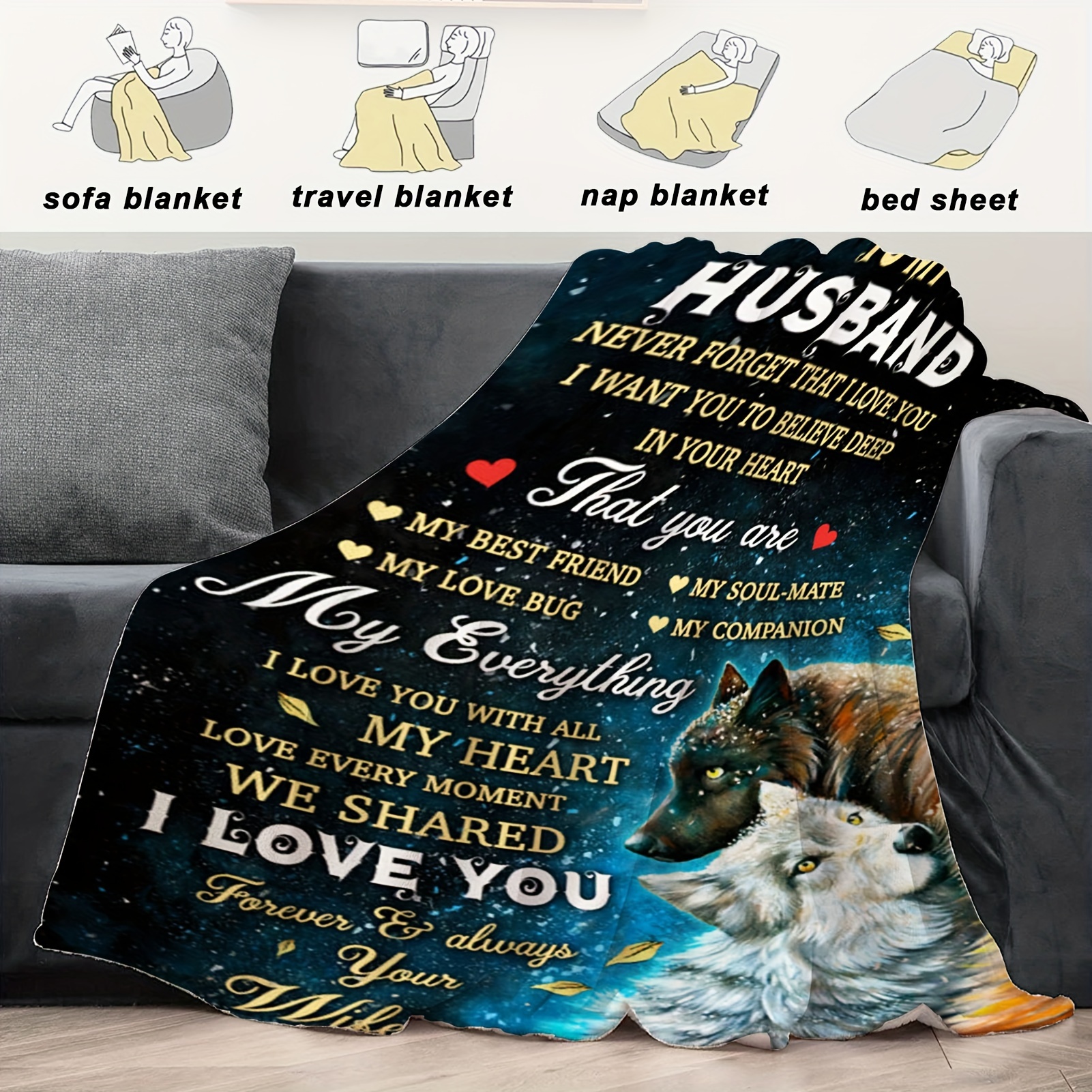 1pc To My Husband Blanket Super Soft And Cozy Blanket Best Birthday Gift For Your Husband