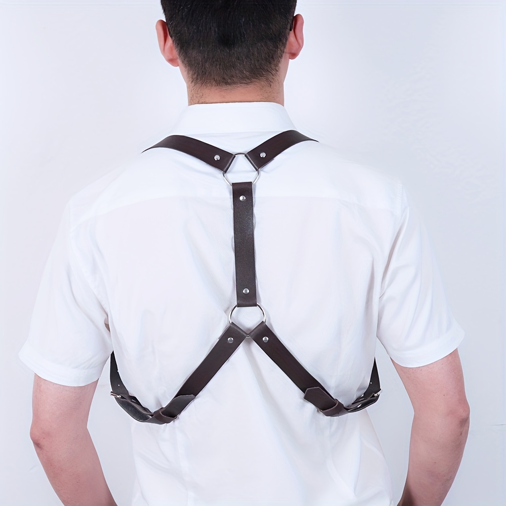 Men Studded Decor Suspenders Belt