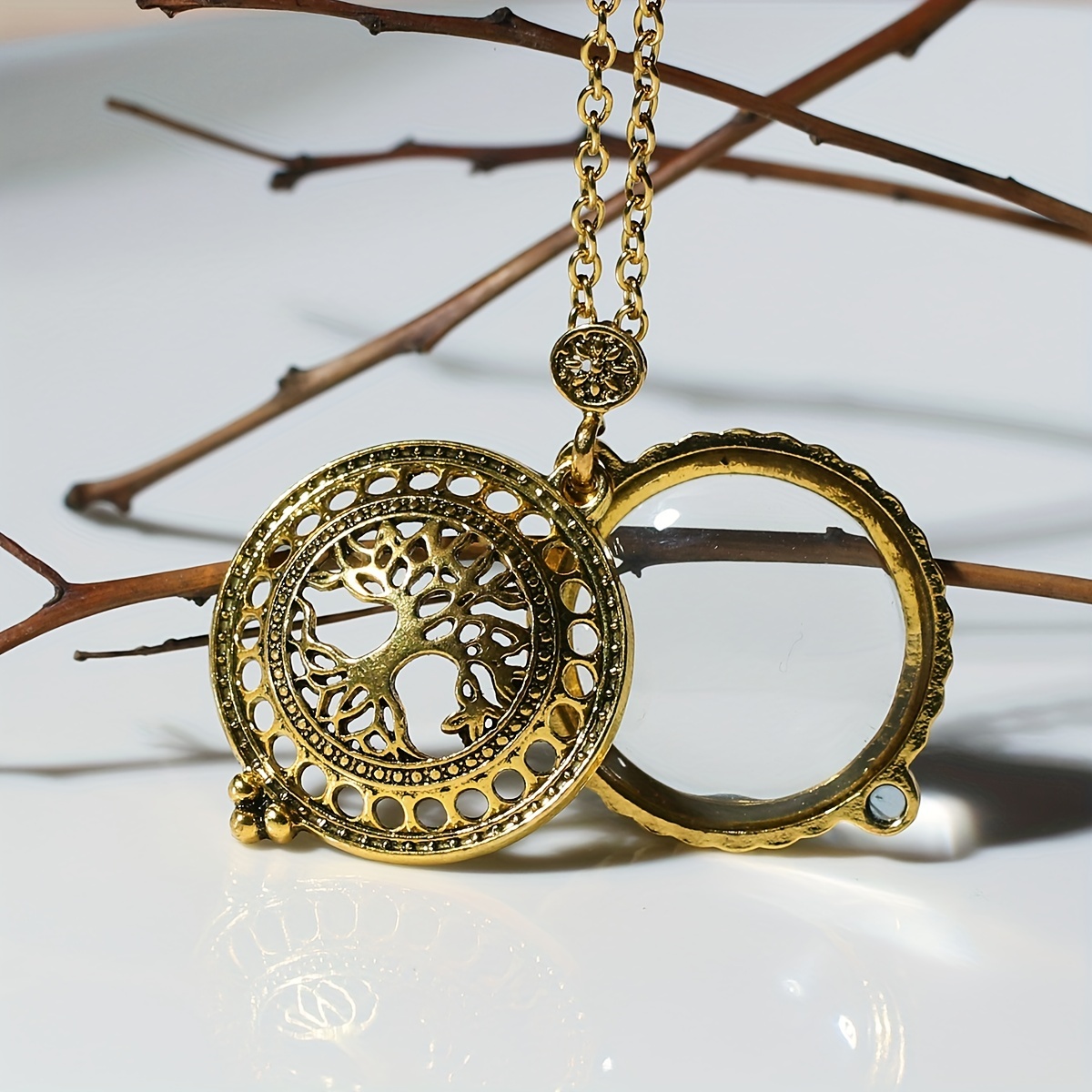 Creative Tree Of Life Magnifying Glass Necklace Women's - Temu
