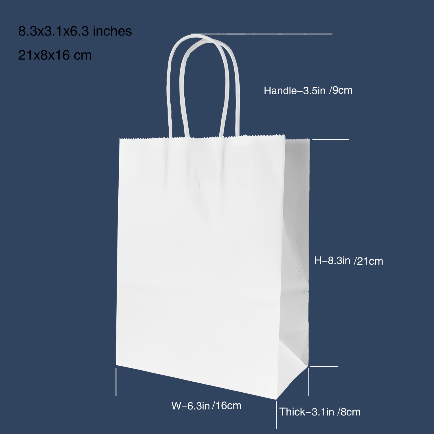 Paquete de 50 bolsas de regalo, bolsas de papel azul con asas a granel,  bolsas de regalo de papel con asas, bolsas de papel kraft medianas de 8.27  x