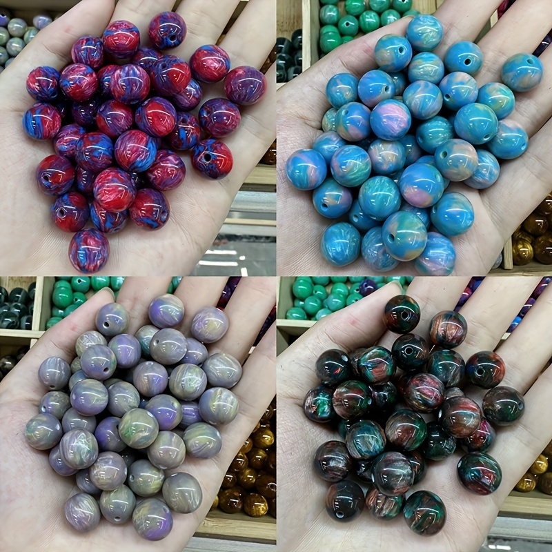 10Pcs Wholesale New Color Round Loose Beads Charms Marble Patterns for  Bracelets Necklace Crafts Women DIY Hair Jewelry Beads