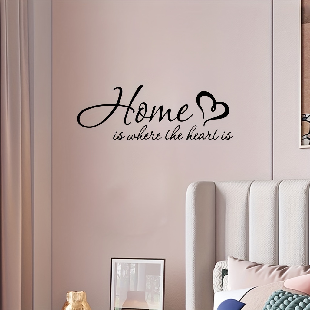 Home Heart Engraved Black Vinyl Quotes Wall Sticker Room - Temu