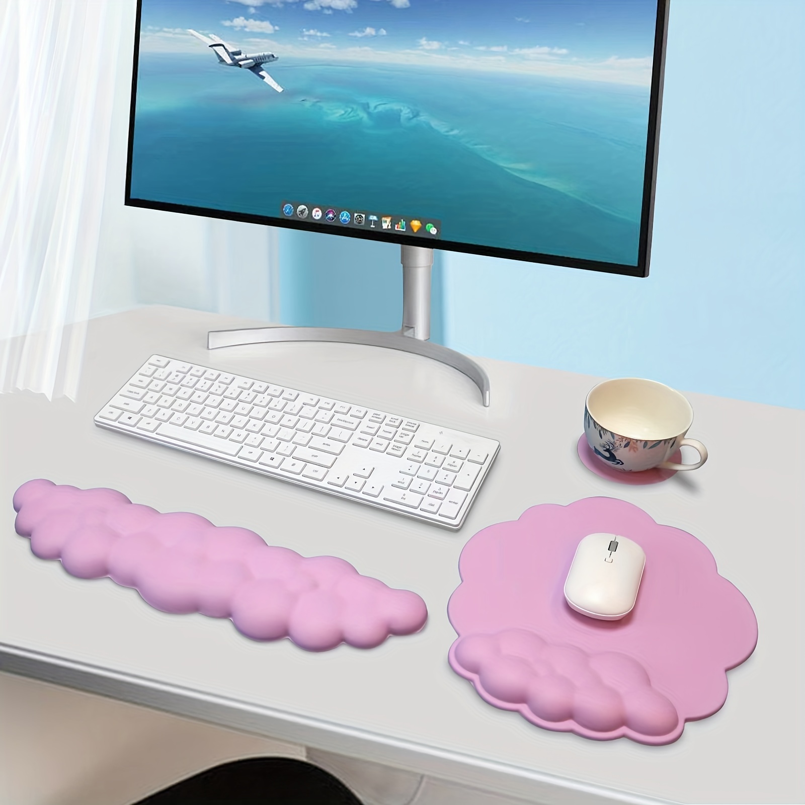Clavier en forme de nuage Souris Poignet Support Pad Mousepad Anti-dérapant  Base Tapis de souris