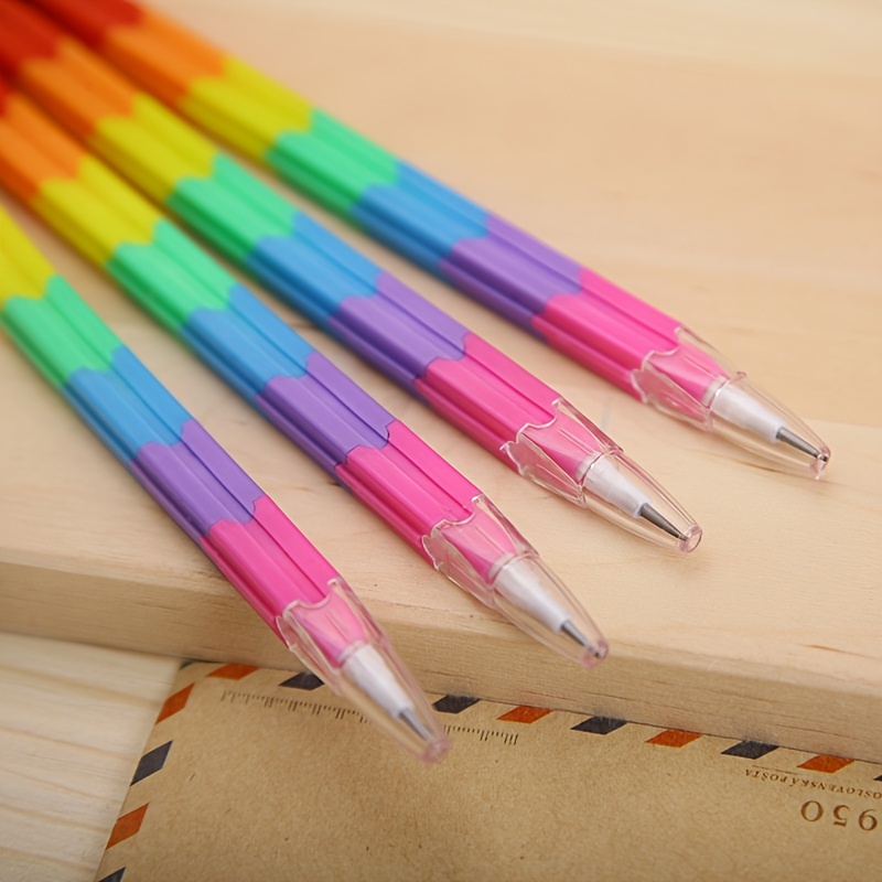 20Pcs School Blocks Replaceable Core Rainbow Pencils Writing Tools Kids  Gift Pencils Toy Stationery Pen Splicing