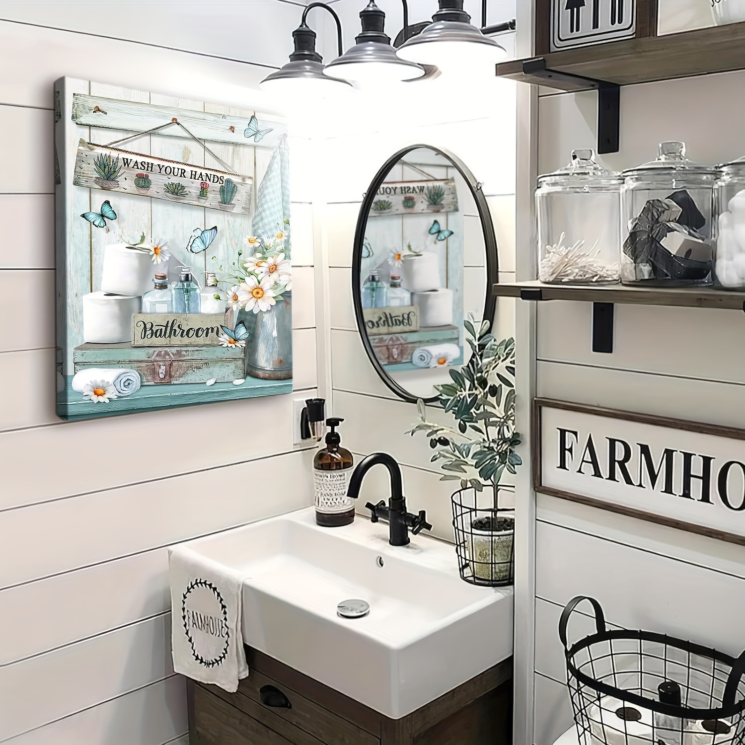 1pc Decorazione Murale Bagno In Stile Country Quadro Bagno - Temu