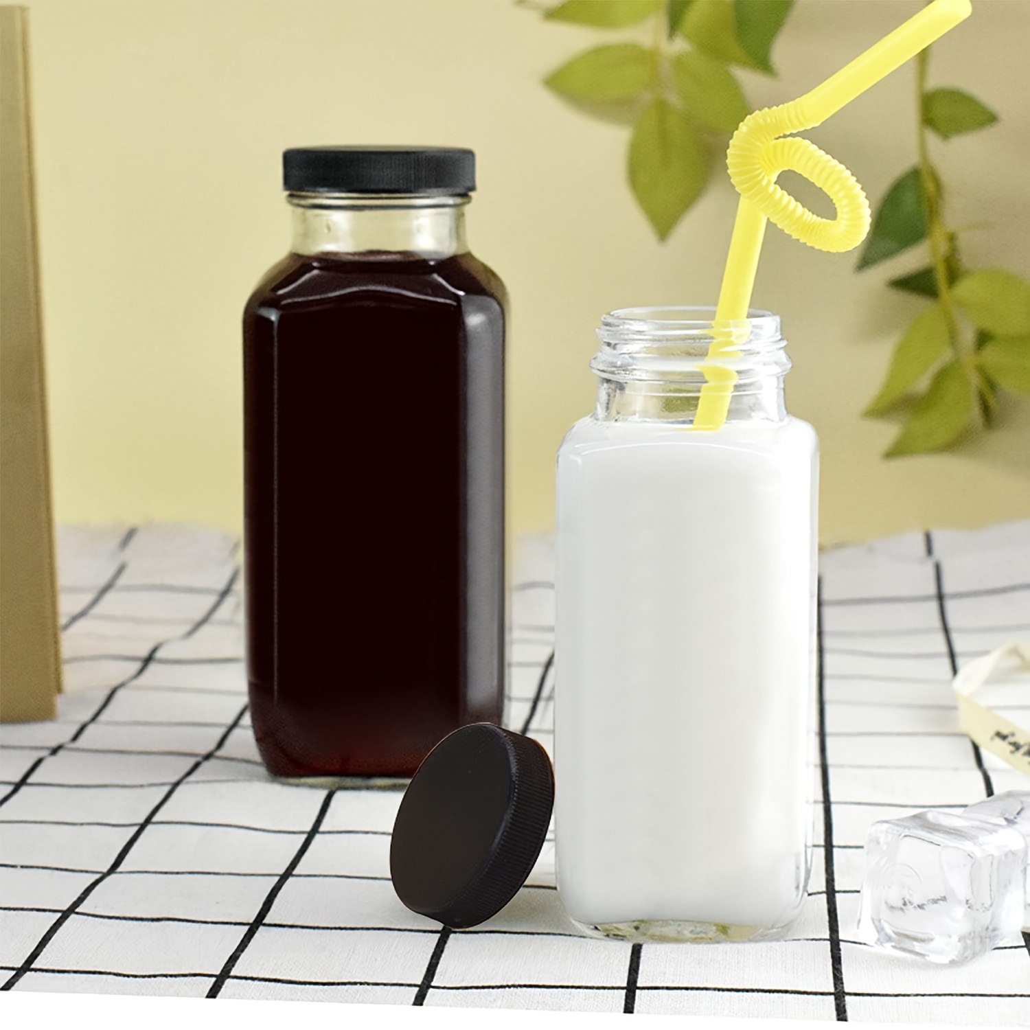 Reusable Glass Bottles With Lids Milk Bottle Reusable Glass - Temu