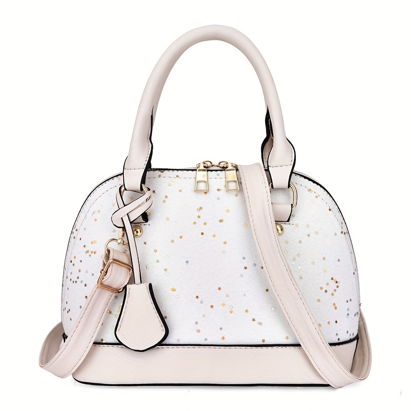 Glitter Sequin Decor Dome Bag, Stylish Top Handle Handbag, Women's