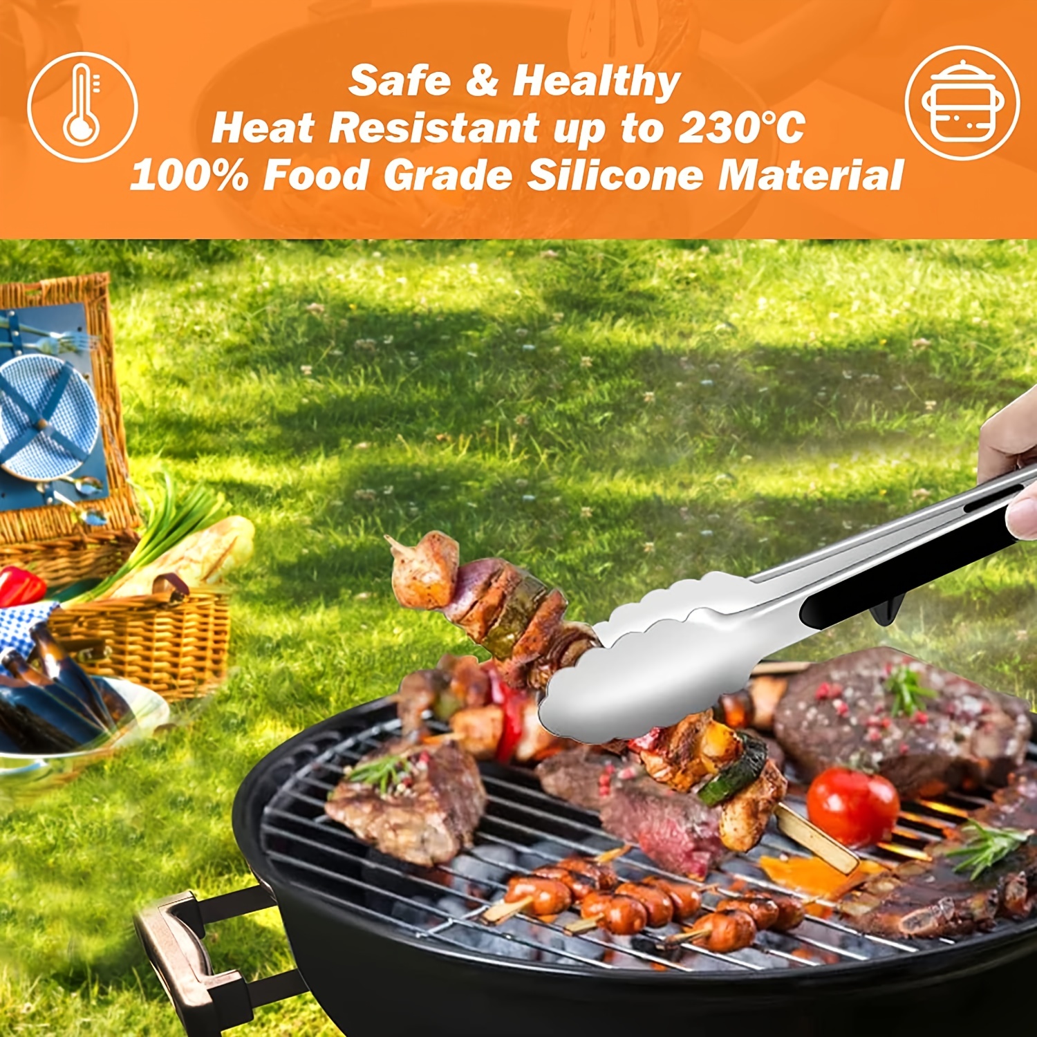 Silicone Kitchen Food Tongs Stainless Steel BBQ Grilling Tong Non-Stick  Cooking Barbecue Clip Clamp Kitchen