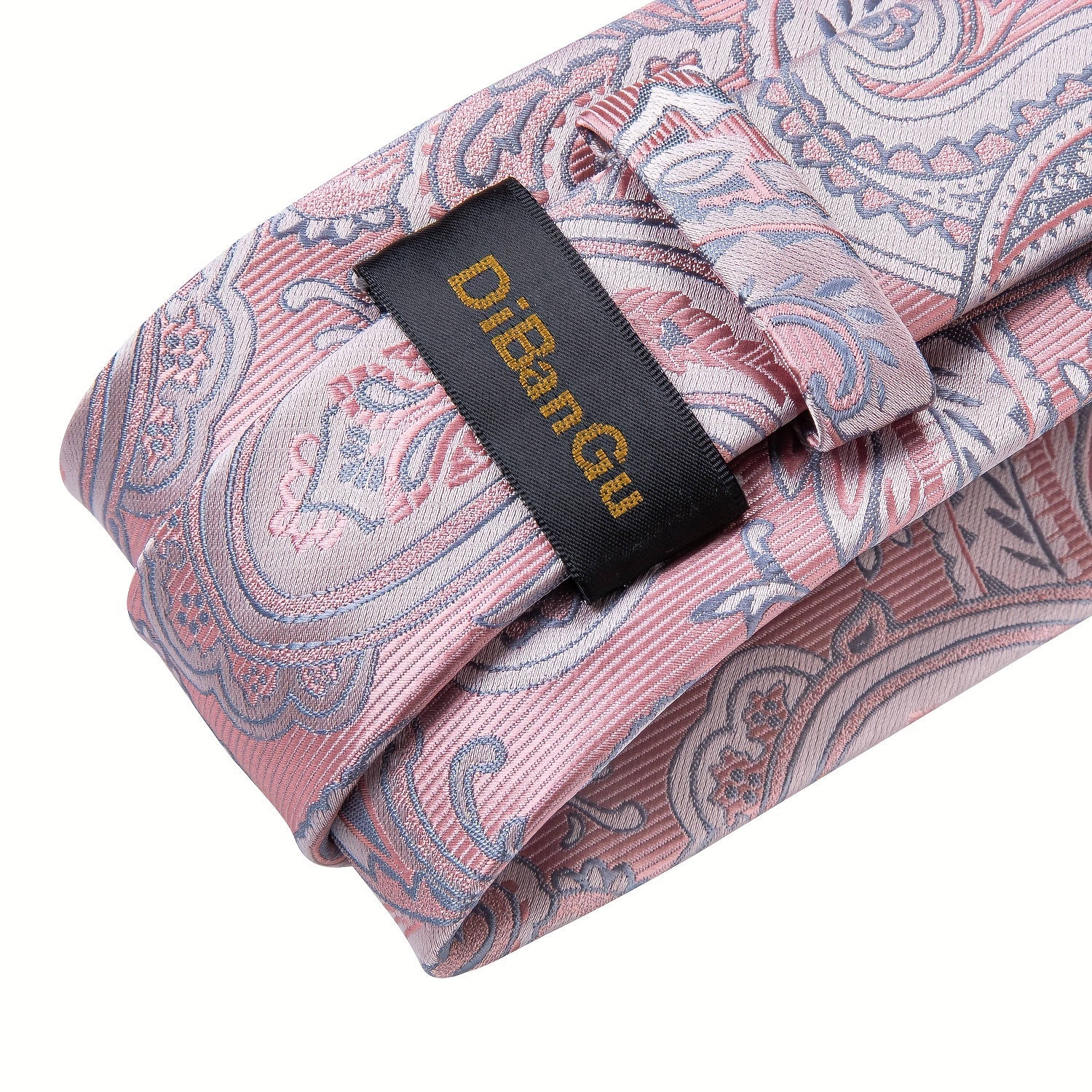 Men's Pink Pattern Tie Set Wedding Accessories