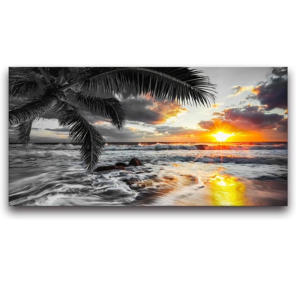 unframed) Poster Ocean Wall Art Black White Gold Wall Art Beach