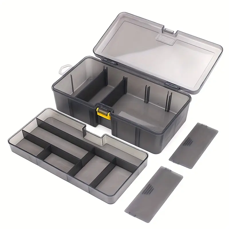 Durable Double Layer Plastic Box for Fishing Accessories and Bait Storage