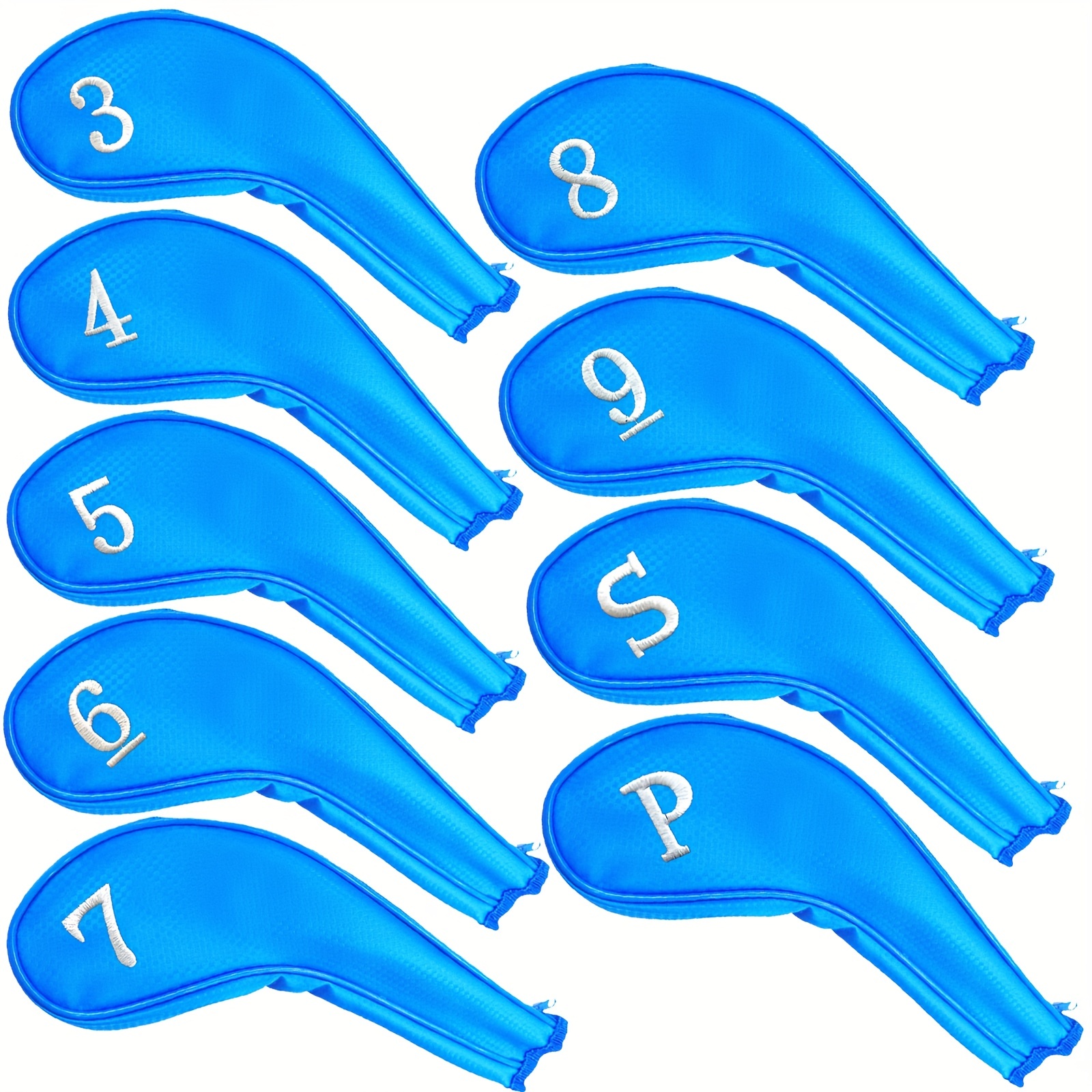 9Pack PU Leather Golf Iron Head Cover Durable Club Headcover