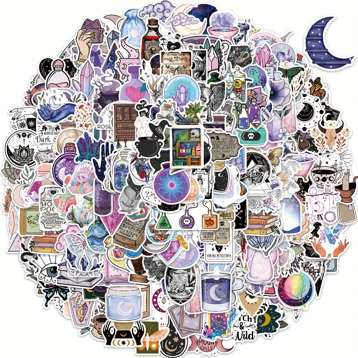 50PCS Midnight Magic Moon Stickers Cool Funny Aesthetic Stickers for Water  Bottles Stickers for Teens Girl Kids Waterproof Vinyl for Laptop Scrapbooks
