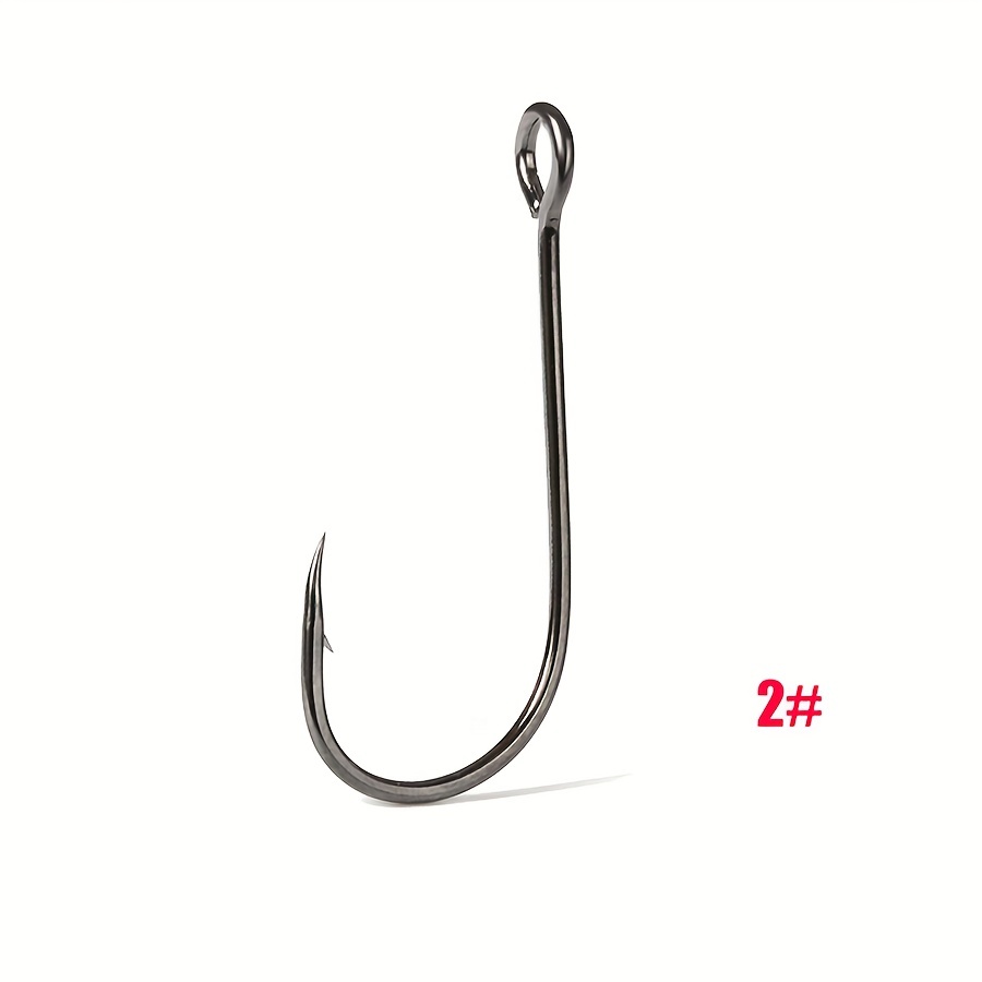 Size No. 2 10 Single Hook Big Eye Barbed Fishing Hooks - Temu