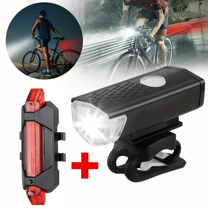 Fahrradlicht-Set, Einschließlich Frontlicht & Rücklicht, ABS-Batterie, 350  MAh XPE-Frontlicht & 150 MAh LED-Rücklicht, Nacht-Fahrbeleuchtung Warnlicht  - Temu Switzerland