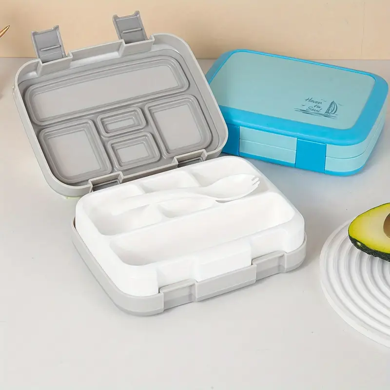 Reusable Washable 5-compartment Lunch Box With Lid, Sealed Leak