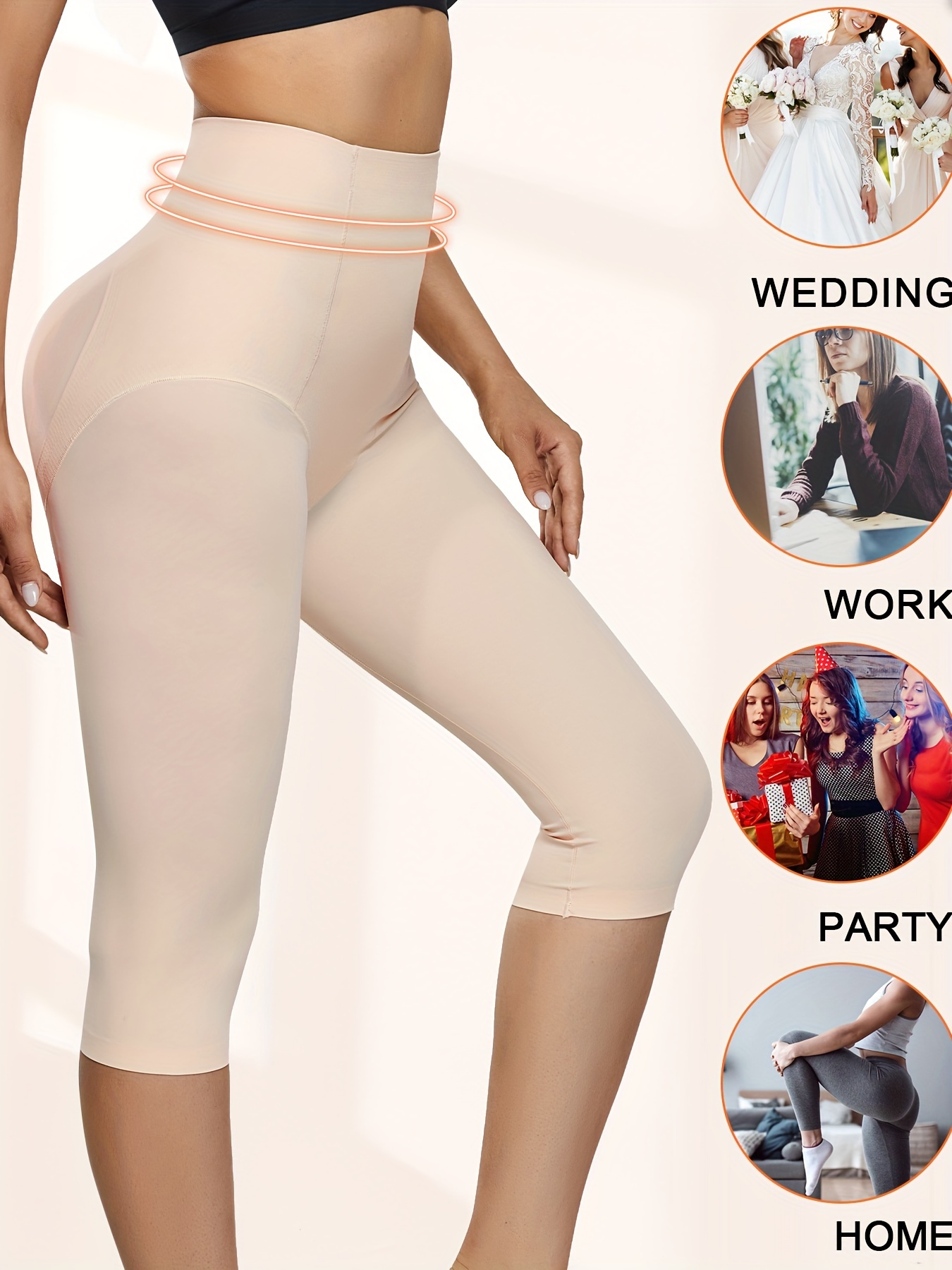 Seamless Solid Shaping Shorts, Tummy Control Compression Slimmer Capri  Pants, Women's Underwear & Shapewear