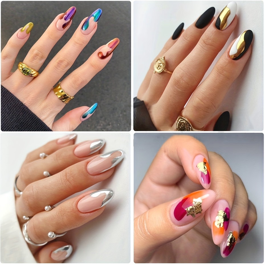 10 Colors Sparkling Nail Foils With Mirror Effect Charms - Temu