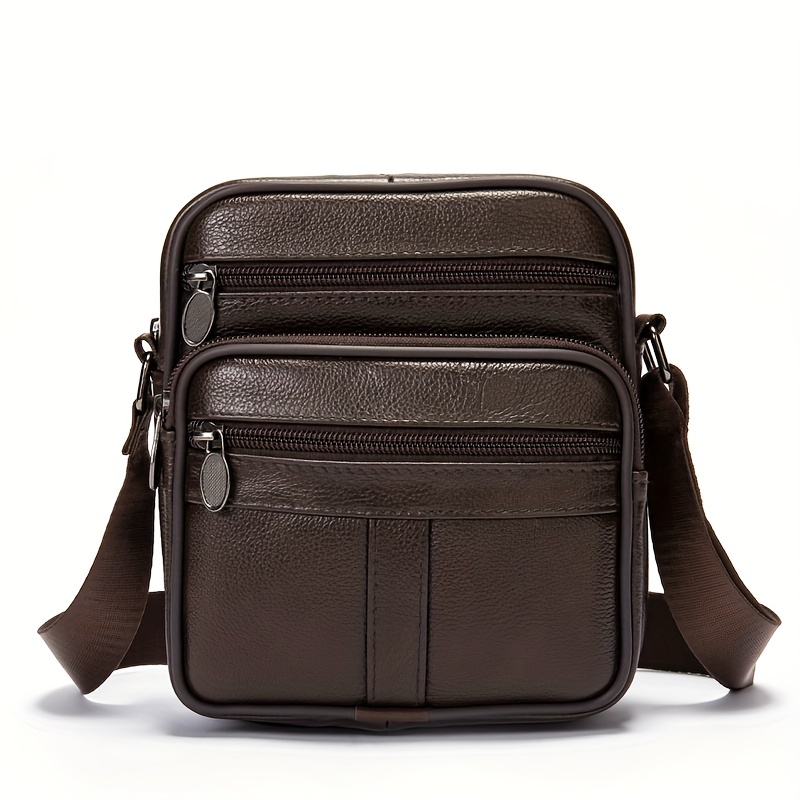 Men's Genuine Leather Crossbody Bag, Casual Vertical Shoulder Bag For  Travel - Temu