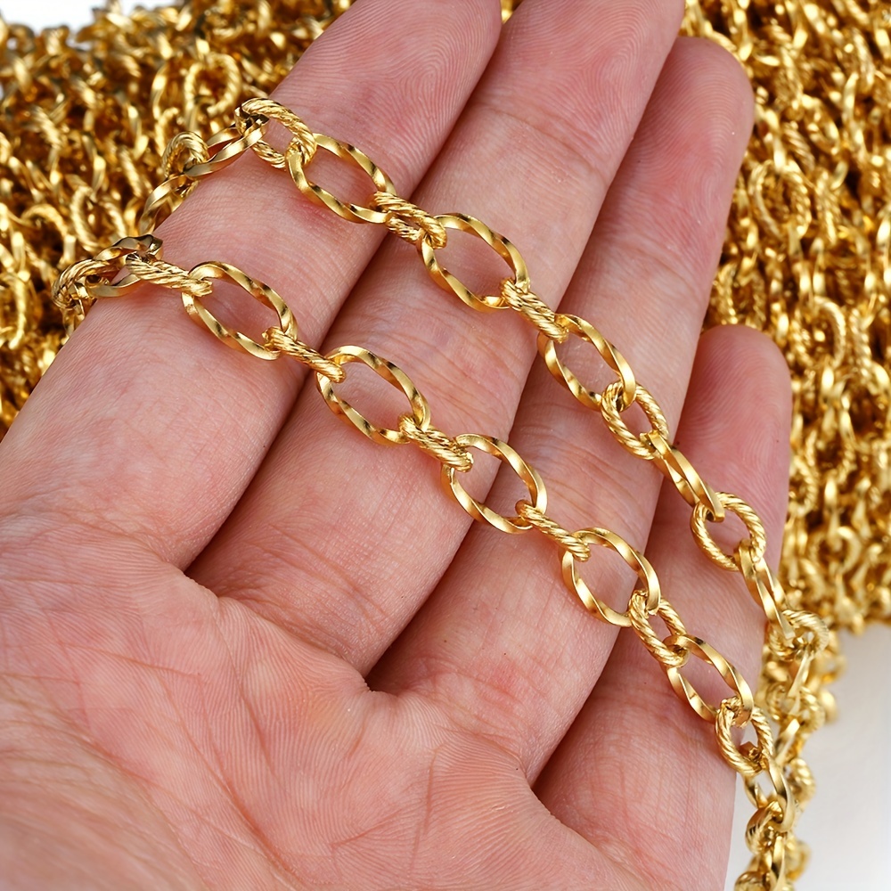 1meter Stainless Steel Chain Golden Color Rolo Cable Bulk - Temu