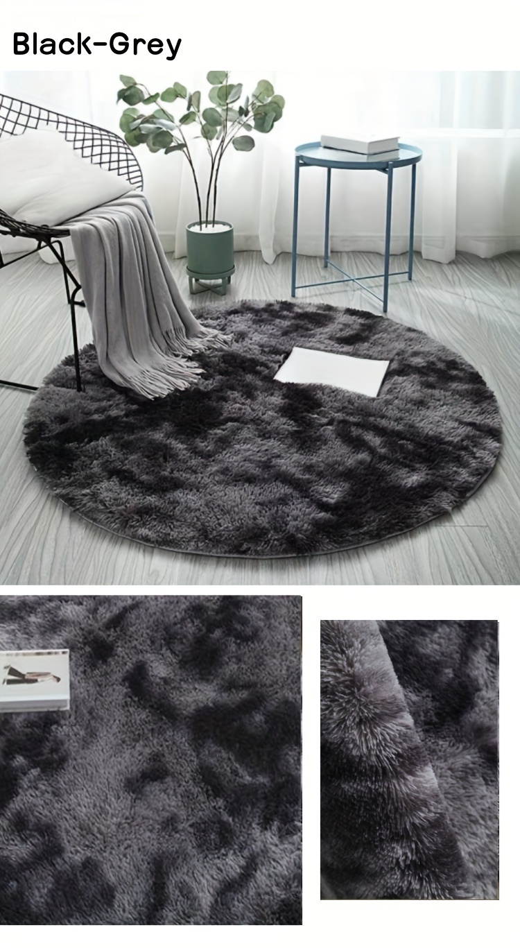 1pc ultra soft plush round mat non slip machine washable mat in light black grey cozy floor mat for bedroom living room decor   in 31 4 47 2 62 9 sizes rugs for living room details 7