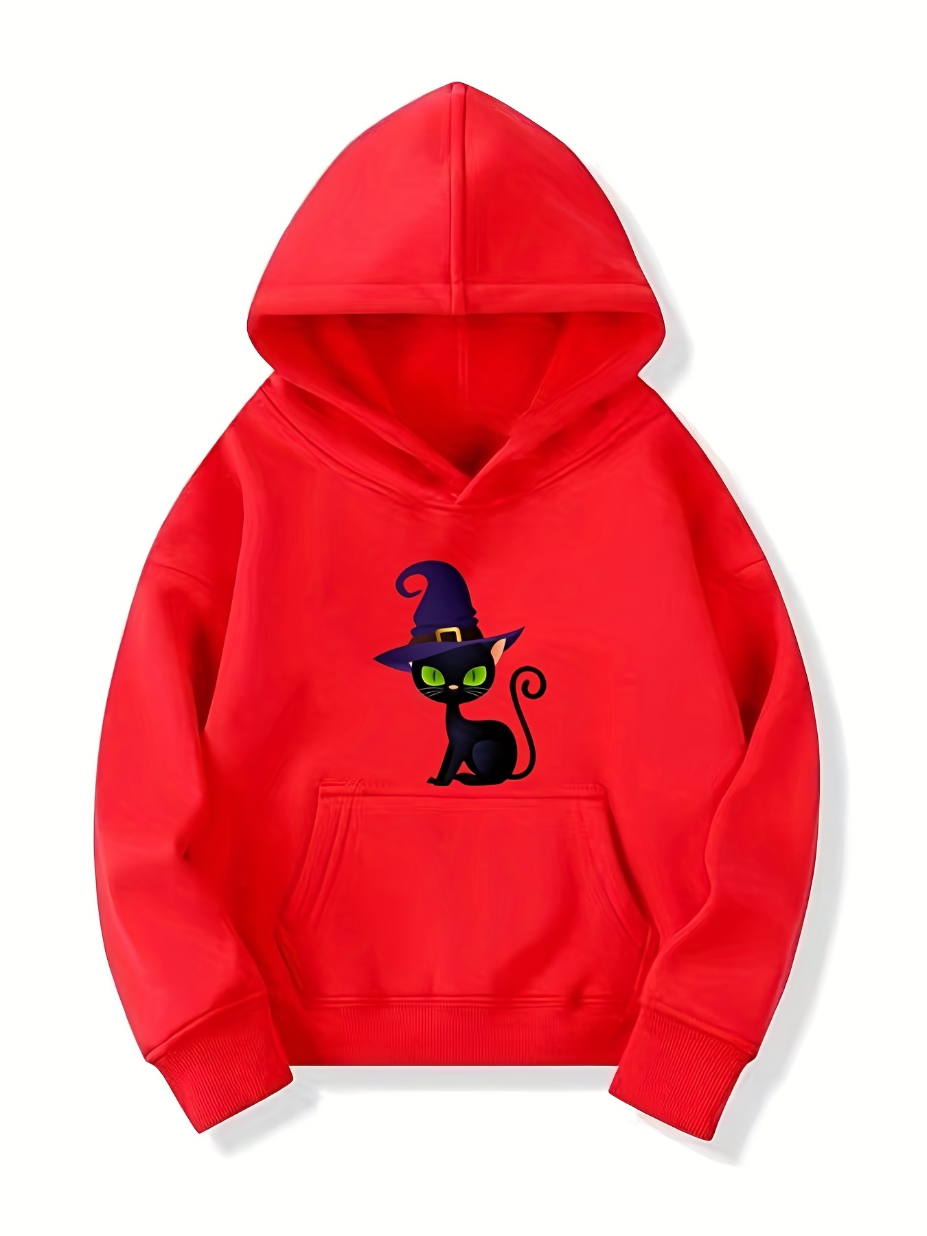 Kitten Witch Hat Hoodie Girls Halloween Top Kids Gift