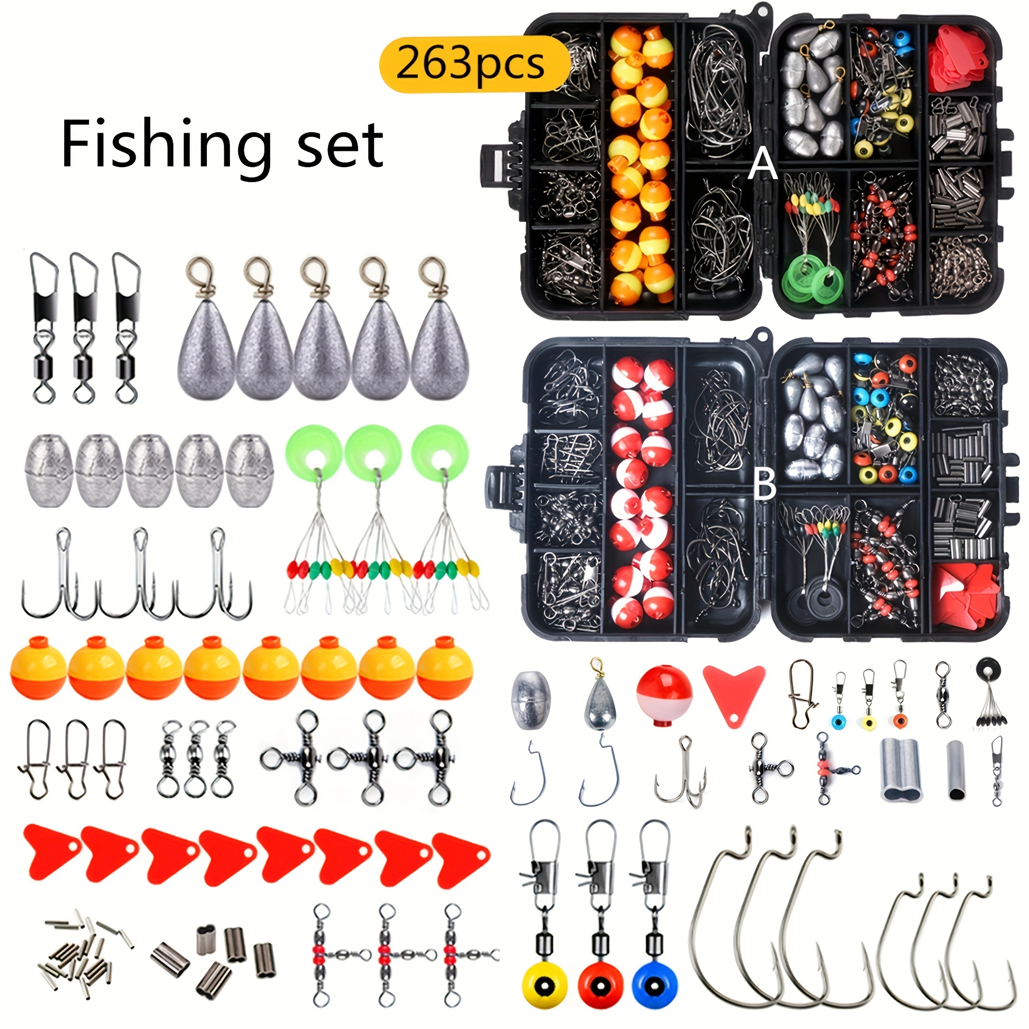 263 pieces Complete Fishing Gear Set - Includes Spherical Float, Lures,  Hooks, Sinkers, and More for a Successful Fishing Trip