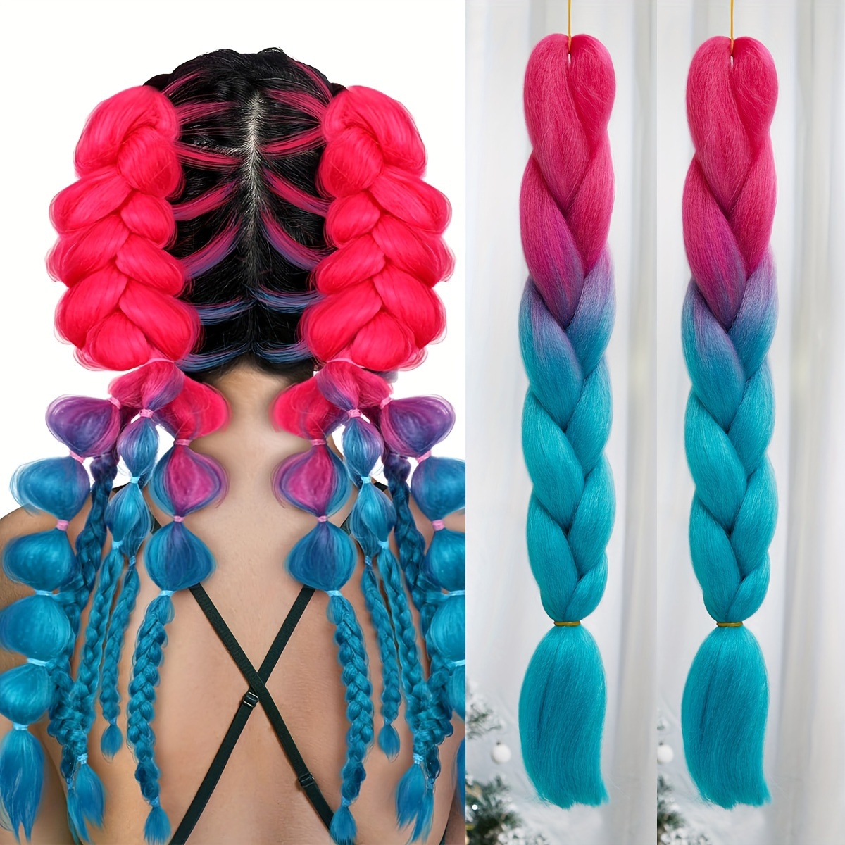 

Colorful Christmas Braids Braiding Hair Extensions For Women 1pc 100g/pack 22inch High Temperature Ombre Jumbo Synthetic Braiding Hair For Twist Crochet Braids (22 Inch, Mix Color4) For Music Festival