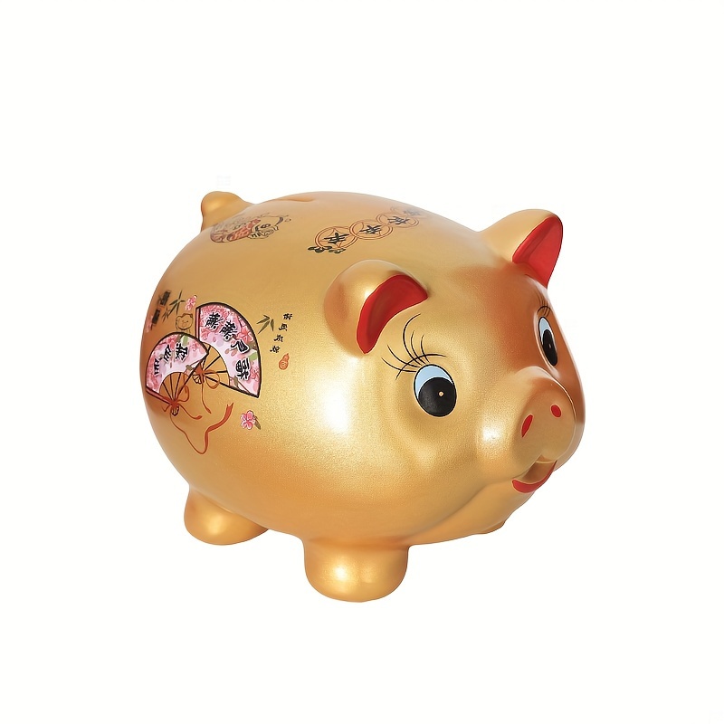 Gold Chinese Piggy Bank - Ceramic