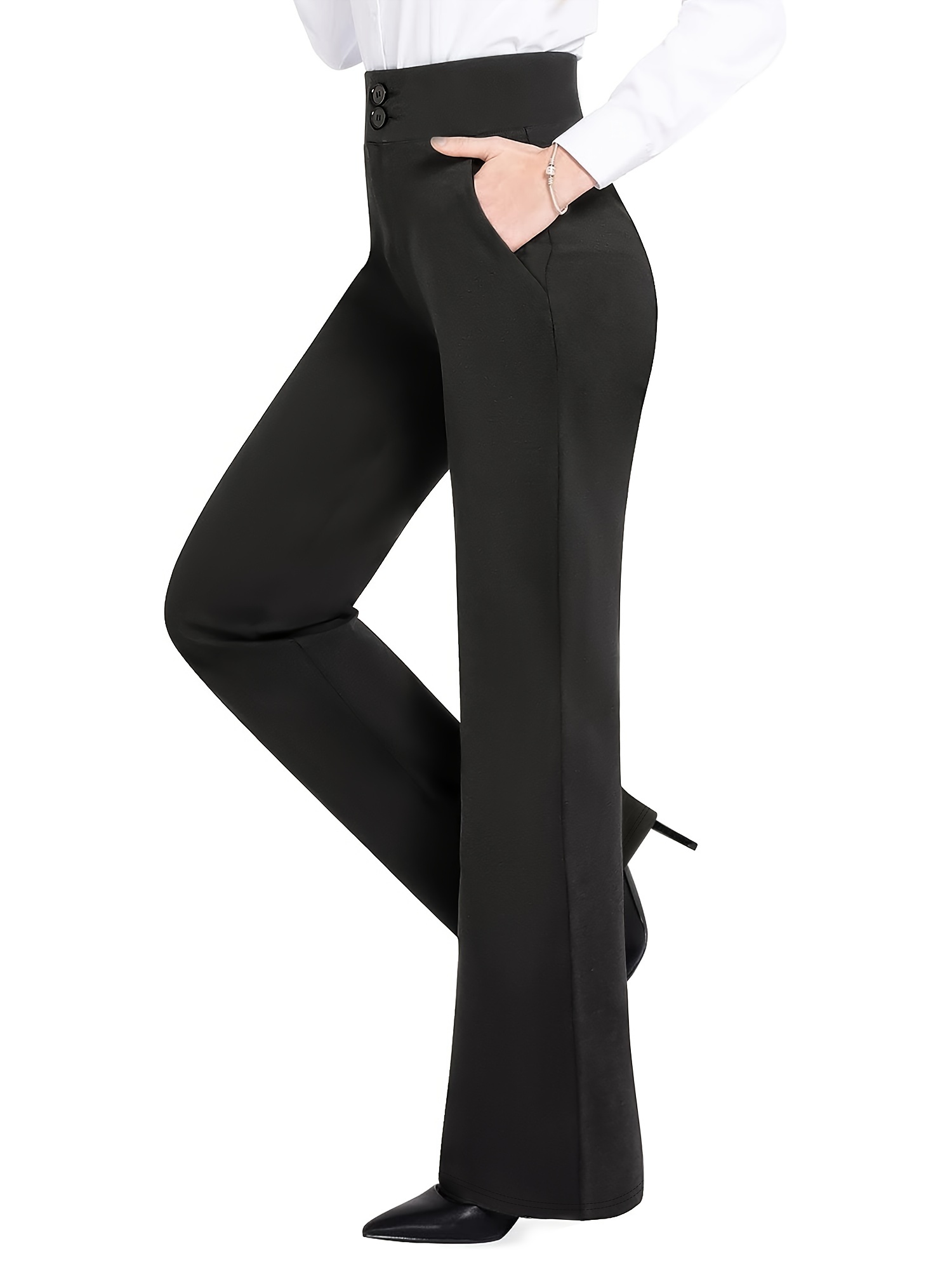 Solid Tailored Pants Casual Wide Leg Work Office Pants - Temu