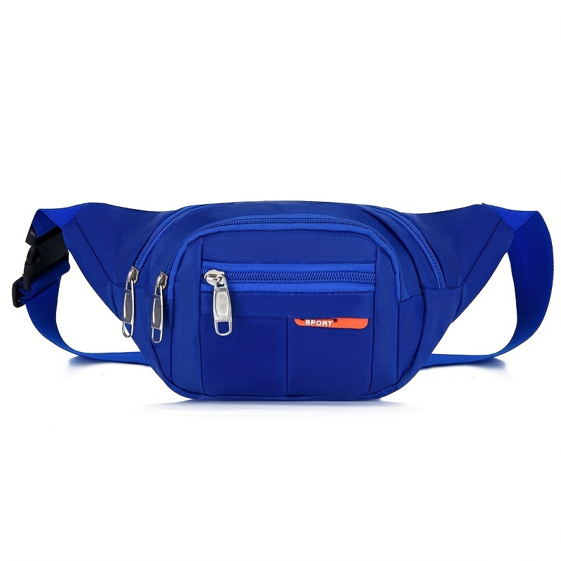 blue*Large Fanny Pack for Running Hiking Travel Walking Outdoors Sport Fishing  Waist Pack Bag