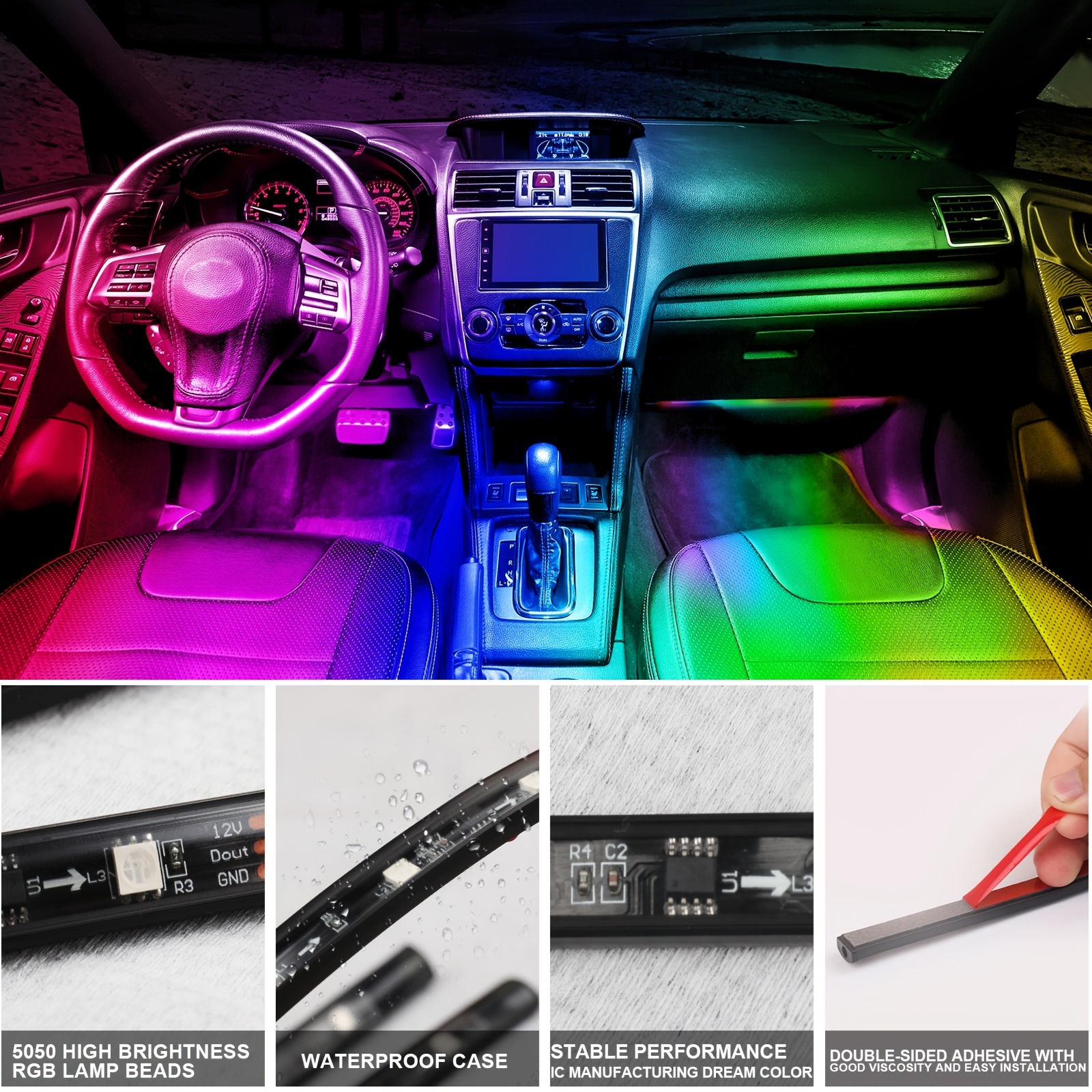 YiLaie - Luci interne a LED per auto, sincronizzazione Bluetooth