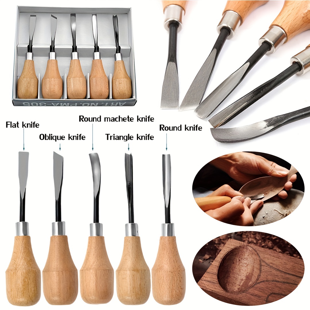 12Pcs Wood Carving Hand Chisel Tool Set in Storage Pouch, Professional  Woodworking/Carpentry Gouges Wood Carving Chisels with Wood Handles
