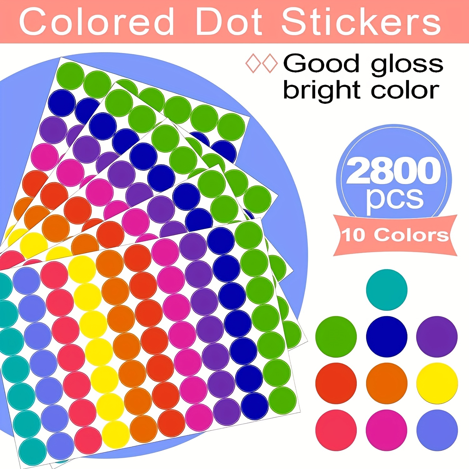 Color Coding Labels Circle Dot Stickers, Colored Dot Stickers, Sticker Dots  Assorted Colors, 10 Color Dot Stickers for Office Classroom Student