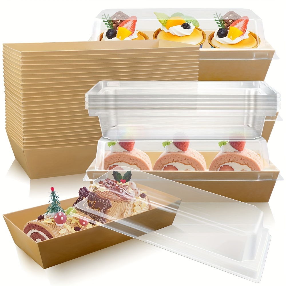 JuneHeart 100 Pack Paper Charcuterie Boxes with Clear Secure Lids, 5 Inches  Brown Desse Boxes Cookie Square Boxes, Disposable Food Containers for