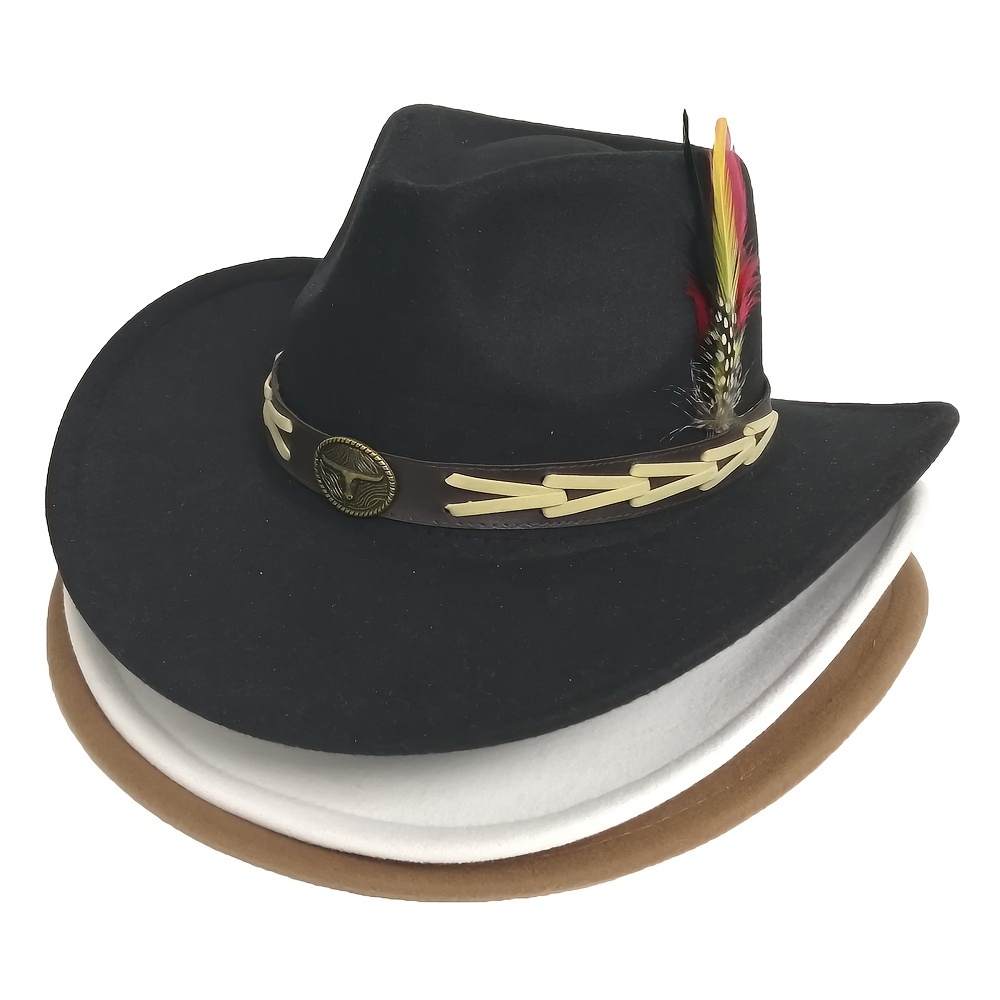 Black&Khaki Funky 1pc Hat, Men's Wide Brim Fedora Hat Two Tone and for Women,Temu