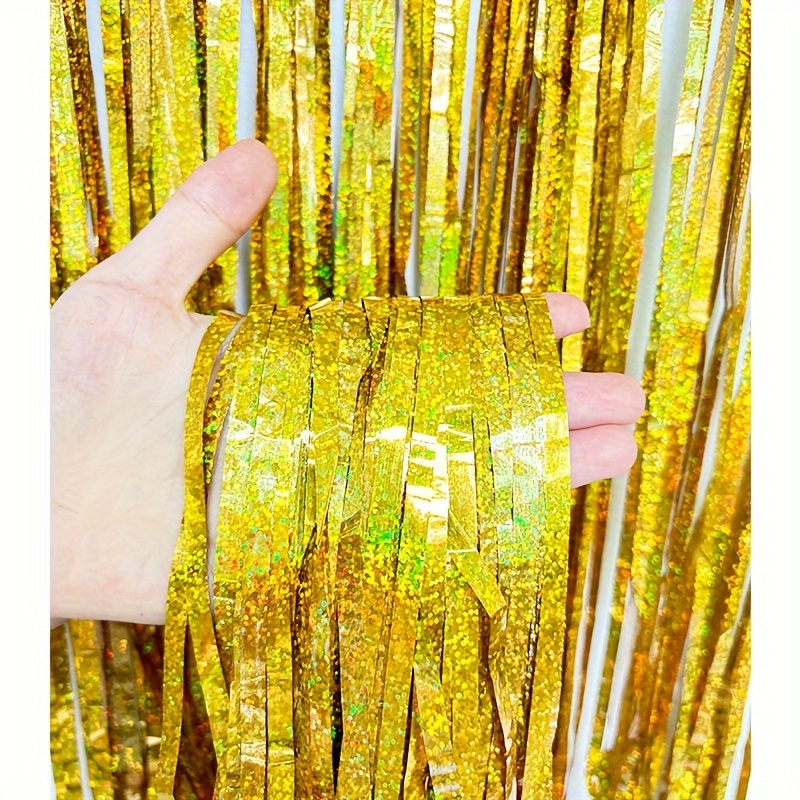 Glitter Pink Party Streamers 2Pack Glitter Foil Fringe Curtain 3.3 x 8.3ft  Pink Party Decor Photo Booth Streamers Metallic Tinsel Door Streamer for