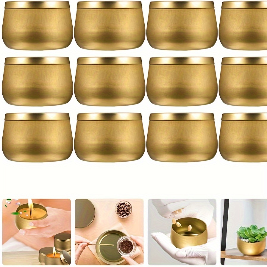 Golden Candle Tins With Lids Round Metal Kit For - Temu
