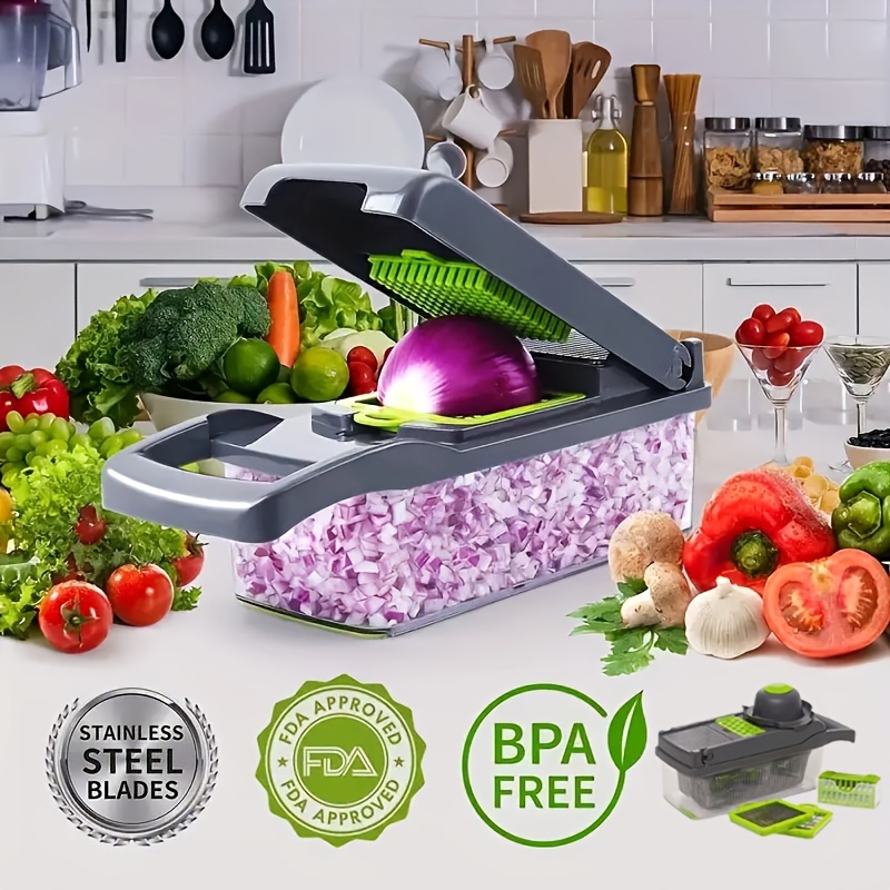 Kitchen Ideas 14 In 1 Vegetable Slicer, Stainless Steel Blades, Adjustable,  Vegetable Cutter, Kitchen Tool